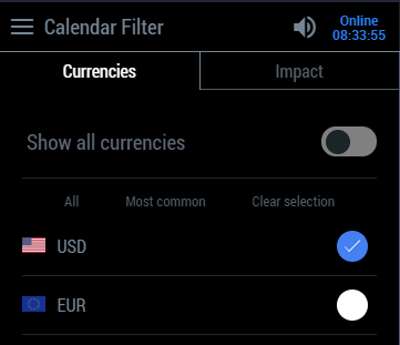 Calendar filter